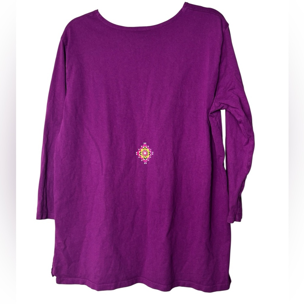 Sabaku Artwear Top Shirt Womens Size Large Purple Aztek Neck Decoration - Picture 4 of 6